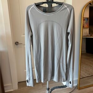 lululemon athletica Gray Striped Long Sleeve Top